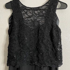 High neck lace Black Dinner Gown